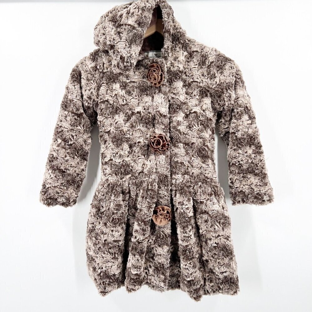 Widgeon Brown Triple Rosette Hooded Coat
